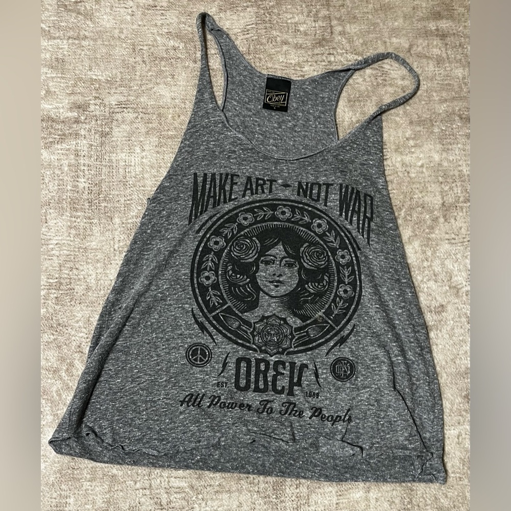 Obey Charcoal Graphic Tank Top